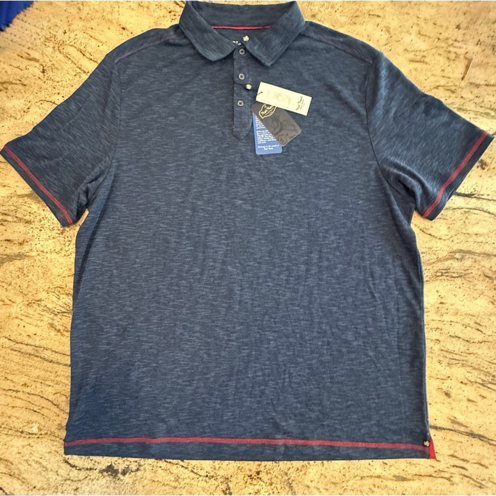 *NWT* Nat Nast Polo Shirt Mens Size XXL Blue S/Sleeve Luxury Logo Golf
